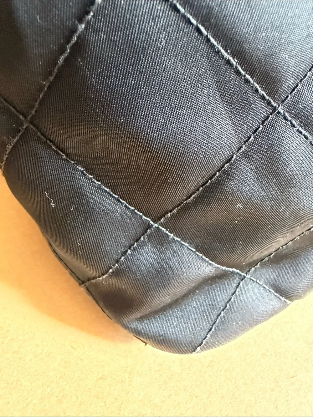 Prada Black Quilted Nylon Tote with Leather Handles
